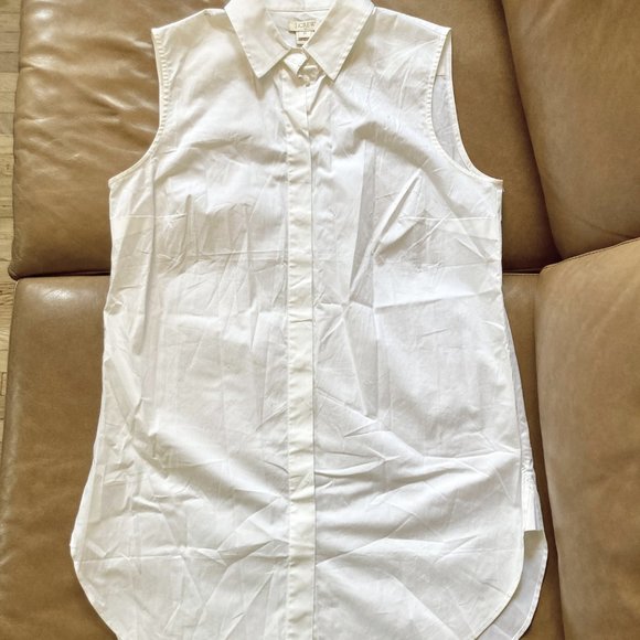 J.Crew Factory Sleeveless Cotton Poplin Shirt White Size 0 NWT - Picture 3 of 5